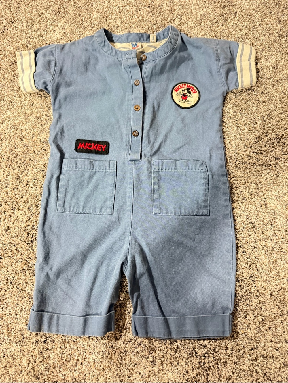 Junk Food Disney Light Blue Mickey Embroidered Romper size 3t
